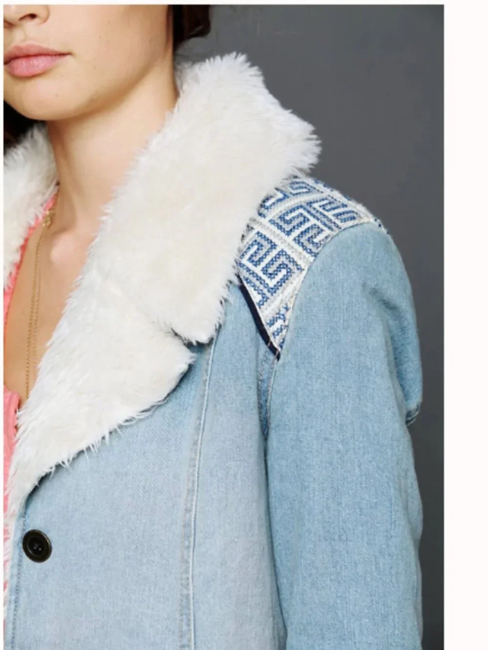 Free People Denim and Sherpa Jacket - Picture 3 of 16